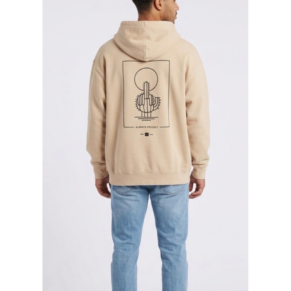 Chomp Brand Graphic Hoodie Always Prickly Cactus Sand Beige Pullover Mens XL